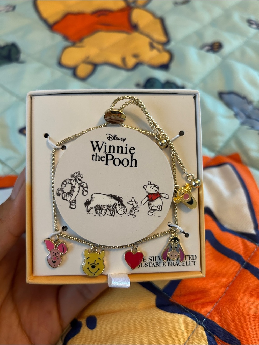 Gold-Tone Adjustable Winnie the Pooh and Friends Charm Bracelet